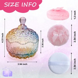 Qopoto 5 Pieces Large Body Powder Puff and Powder Container, Crystal Case for Dust Puff, Powder applicator with Box for Face and Body (Color, Crown)