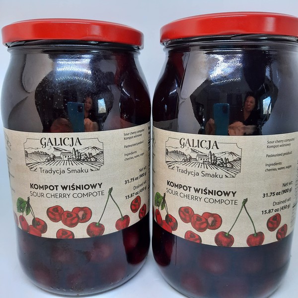 2 Pack Galicja Sour Cherry Compote From Poland GMO Free 31.75 OZ / 900 gr