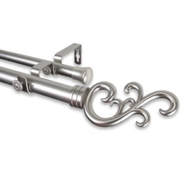 Rod Desyne Madeline Double Curtain Rod, 28-48", Satin Nickel