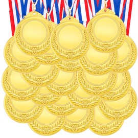 Kigeli 50 Pcs Blank Award Medals with Neck Ribbons Design Your Own Medals Kit Cheer Medals Participation Trophy Metal Winner Medals Award Prize for Kids Adults Sports School (Gold)