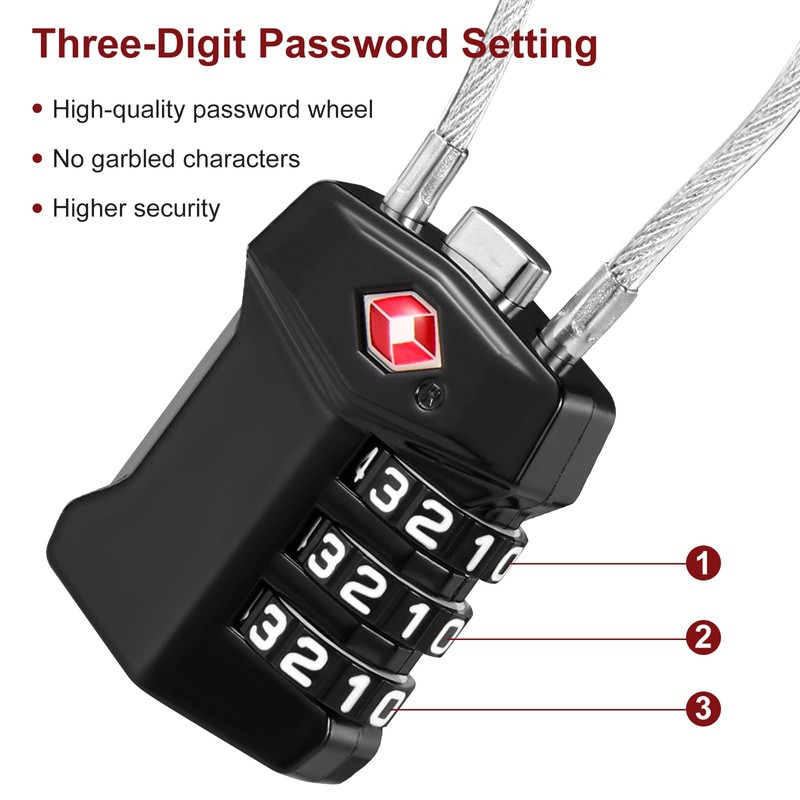 Blendura TSA Approved Luggage Locks, 2 Pack TSA Suitcase Locks,