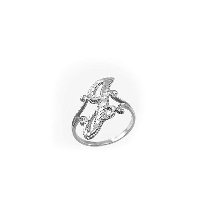 LA BLINGZ Sparkle-Cut Letter Initial Script Ring In Sterling Silver