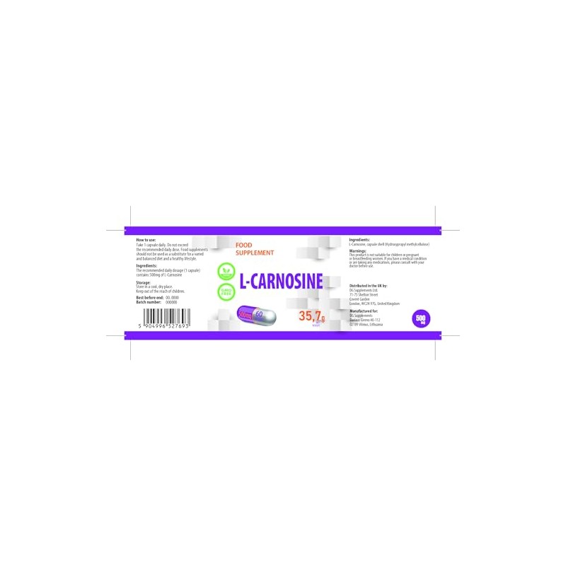 Hepatica L-Carnosine | 500mg High Strength | 60 Vegan Capsules