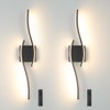 Daunton Modern Battery Operated Wall Sconce Set of 2, Black