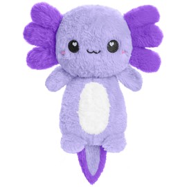 Purple Axolotl Microwavable 1.5 lbs Unscented Heating Pad for Women and Kids- Cute Soft Cozy Pillow Plush Heatable Warm Stuffed Animals - Kawaii Hot and Cold Plushie - Axolotl Gifts for Girls and Boys