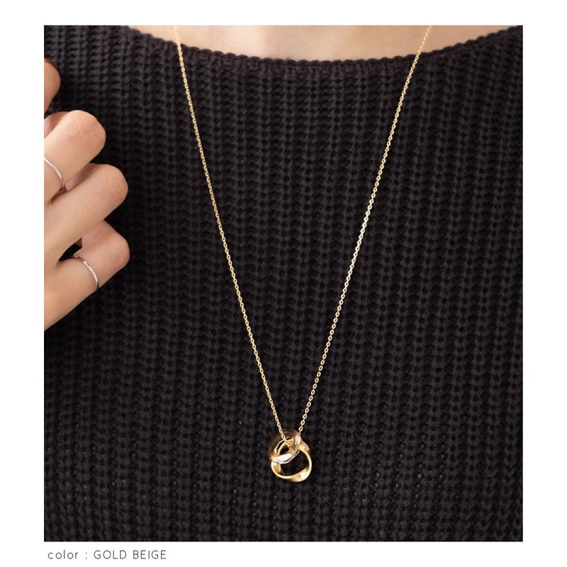 Cream Dot Necklace, Women's Popular, Long Chain, Circle, Metal, Semi-Matte,
