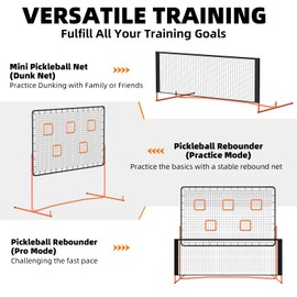 FAHKNS Pickleball Rebounder Training Equipment, Pickleball Rebound Net, for Single Player Practice Hitting, Doubles, Suitable for Garage, Backyard, Park, Indoor and Outdoor (Orange, 6 x 6 FT)