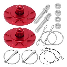 UOIENRT Car Racing Hood Pins Kit, Universal Car Racing Hood Pin Lock Appearance Kit, for Universal Hood Pin Plate (Red, Iron)