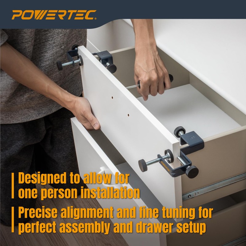 POWERTEC Drawer Front Installation Clamps, Adjustable Cabinet Face Clamp Set,