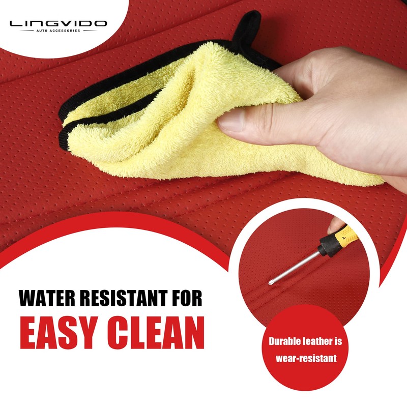 LINGVIDO Leather Car Seat Covers, Breathable Automotive Cover Cushion Accessories