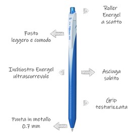Pentel BL437 Energel Slim Roller Trigger 0.7 mm Blue Pack of 12