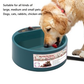 Foern Heated Dog Water Bowl Outside in Winter, Automatic Sturdy Heating Thermal-Bowl for Large, Medium, Small Dogs, Cats, Rabbits and Small Animals