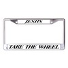 Jesus Take The Wheel Chrome License Plate Frame