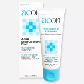 Aekon 애크온 딥 클렌징 폼 100ml / 저자극 여드름 피부 완화 화이트 블랙 헤드 개선 Accon Deep Cleansing Foam 100ml / Low Irritation Acne Skin Soothing White Black Head Improvement