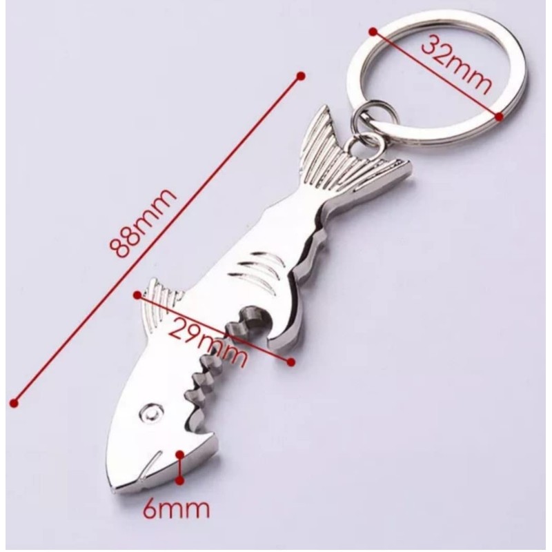 Shark Keyring with Bottle Opener in Silver / Bottle Opener