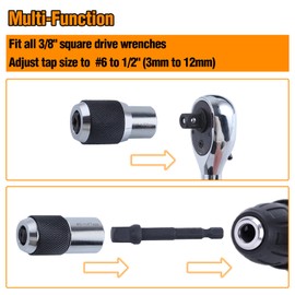 SPEEDWOX 3pcs Tap Socket Set Tap Extractor Tool with Adjustable Jaws Tap Socket Set for #6-1/2 Tap and 3/8”Drive Tap Extractor for Taps Reamers Screw Extractors Screw Extractor Set