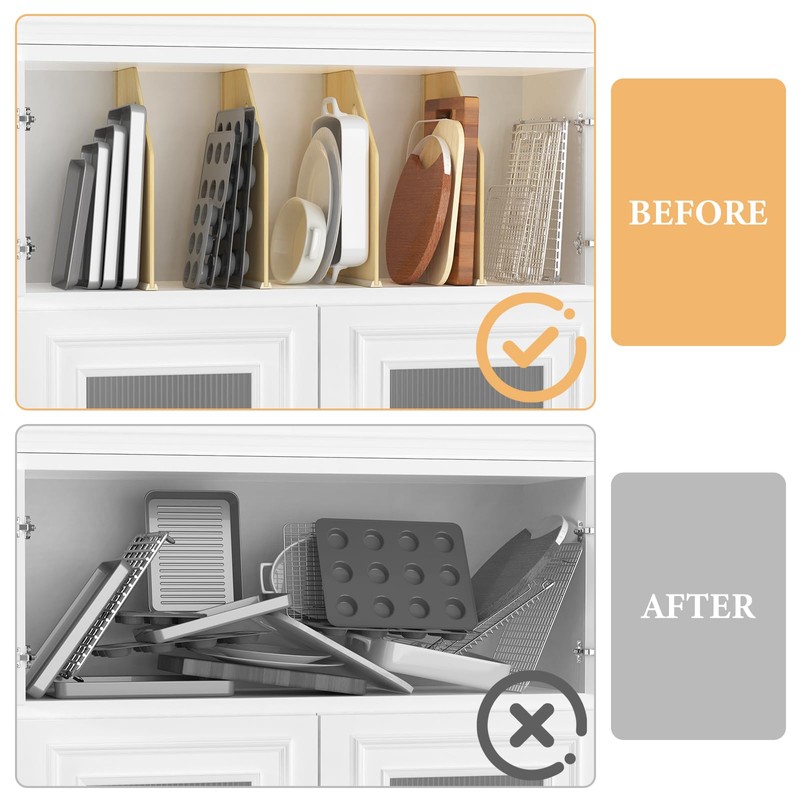 sandpaint 4 Pack Wood Tray Dividers for Cabinet, Cookie Sheet