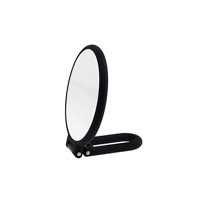 Danielle Folding Makeup Mirror with Handle/Stand, 10X Magnification, Midnight Matte