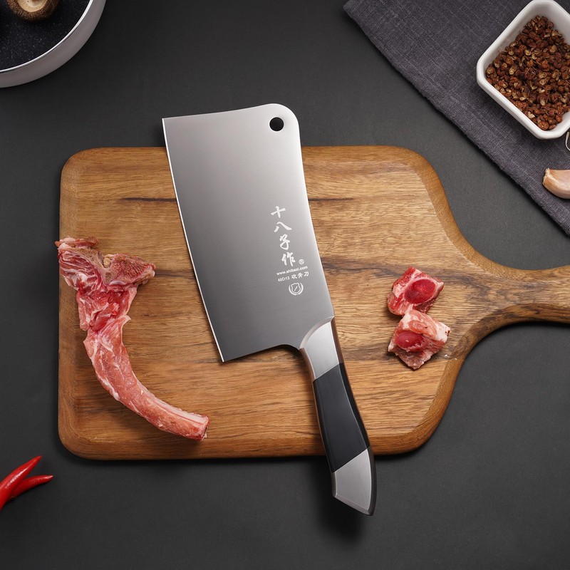 SHI BA ZI ZUO Heavy Duty Stainless Steel Bone Cleaver