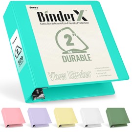 Sooez BinderX Extra Durable 2 Inch 3-Ring Binder, Holds 520 Sheets of 8.5x11 Paper, Customizable View Cover with Inside Pockets, Heavy Duty Binder for School, Teal