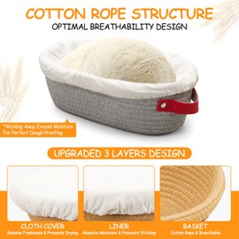 Banneton Bread Proofing Basket -Cotton Oval & Round Banneton Basket Set Sourdough Proofing Baskets Round Proofing Bowls Handmade Rattan Baskets and Liners
