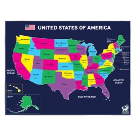 Plucky Wall Banners Geography Posters Map of the USA Decorations for Teachers U.S. History Social Studies Elementary and Middle School Wall Decor - 18" x 24"