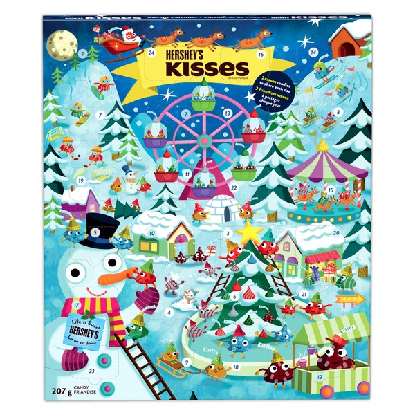 Hershey's Kisses Chocolate Advent Calendar 2023, Christmas Stocking Stuffers and Christmas Candy for Kids - 207g
