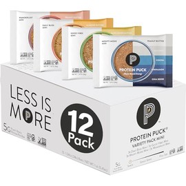 Protein Puck Barra de proteínas veganas a base de plantas – Barras de snacks naturales y saludables, 12 unidades, 1.34oz mini, sin gluten, sin lácteos, sin OGM, Kosher – Paquete variado – Chocolate