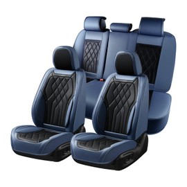 FLORICH Universal Seat Covers for Cars Full Set, Automotive Seat Covers, Waterproof Leather Car Seat Protector Fit for Most Sedans SUV Pick-up Truck- Blue&Black