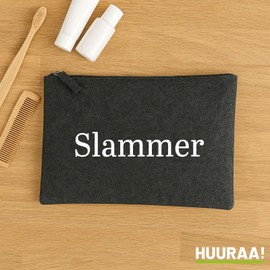 Huuraa Kulturbeutel Slammer Schriftzug Geschenk 1 Liter Charcoal Filz Slammer Geschenkidee