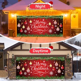 Christmas Garage Door Cover, 6 X 13 Ft Garage Door Christmas Cover, Garage Door Christmas Banner, Christmas Garage Door Banner For Outdoor Indoor Xmas Wall Party Photo Background