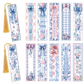 Luvsweets UV DTF Bookmark Wraps - 24 Sheets Coquete Bow UVDTF Decals for Acrylic Bookmark Blanks, Double-Sided Printing Aesthetic Flower Butterfly Rub on Transfer Stickers for Book Lover DIY Crafts