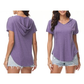 RIROW Womens Tops Hoodies Women Pullover V Neck Shirts Cap Sleeve Sweatshirt Pocket 2024 New