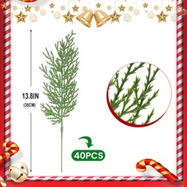 Artificial Pine Branches Christmas Faux Cedar Stems Cedar Pine Picks Branches,Green Cedar Sprigs Christmas Greenery Pine Picks for Wreath Craft DIY Winter Home Decorations,40PCS