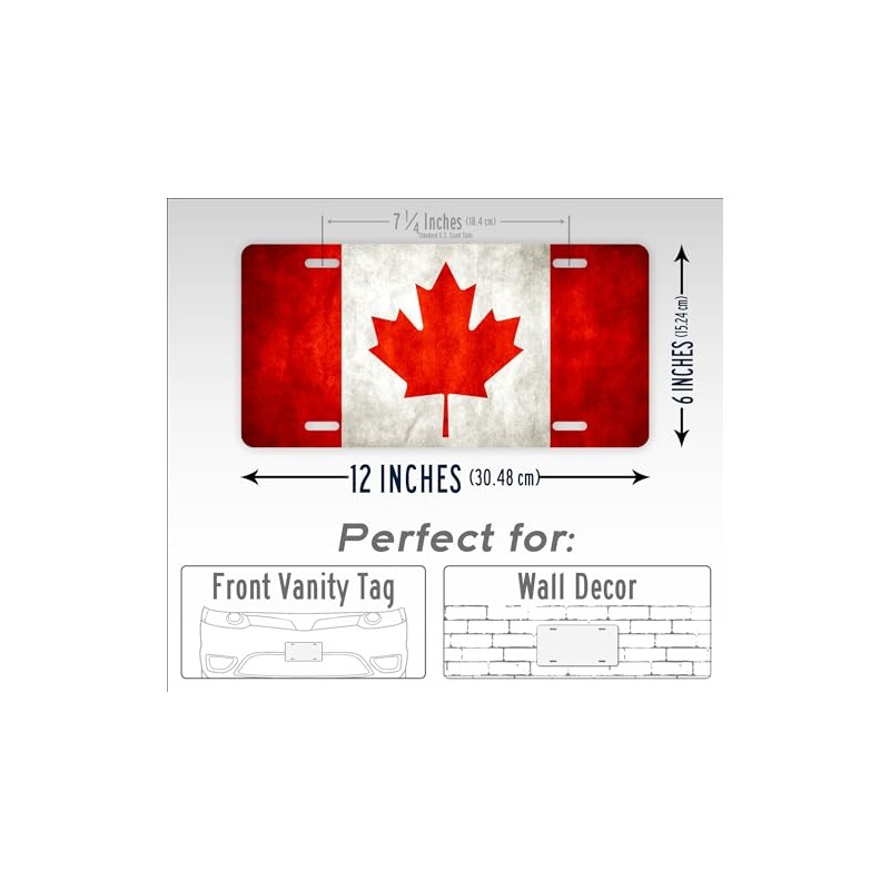 Canada Flag License Plate Maple Leaf Red & White Canadian