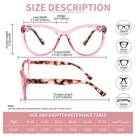 Yuluki 4 Pack Oversized Blue Light Blocking Reading Glasses, Stylish Designer Ladies Computer Readers with Spring Hinge, Anti Glare Eyestrain Eyeglasses for Women +3.5