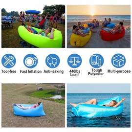 DERJLY Inflatable Air Sofa, Air Sofa with Carry Bag, Portable, Waterproof, Inflatable Air Lounger, for Garden, Lakeside, Beach, Camping and Music Festivals