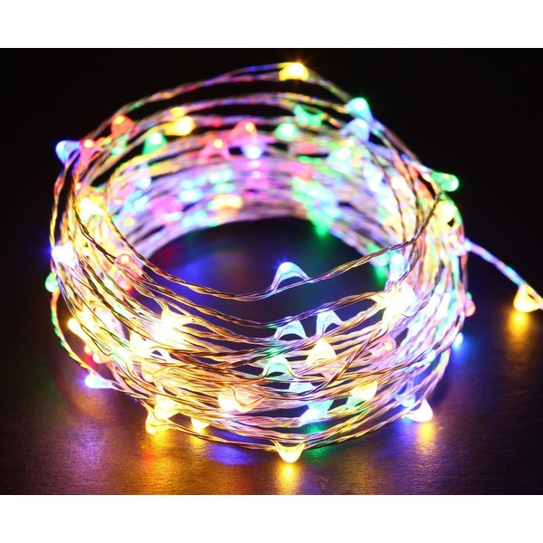 Multicolored Fairy String Lights, 40Ft 120 LED Waterproof Starry Firefly String Lights Plug in on Silver Wire, Perfect for Crafts DIY Christmas Party Wedding Bedroom Indoor Decorations