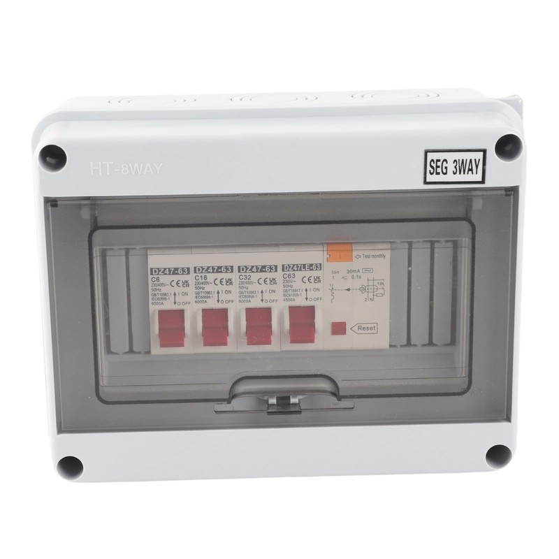 IP65 Electrical Distribution Box 63A RCD with 3 MCBs 6A