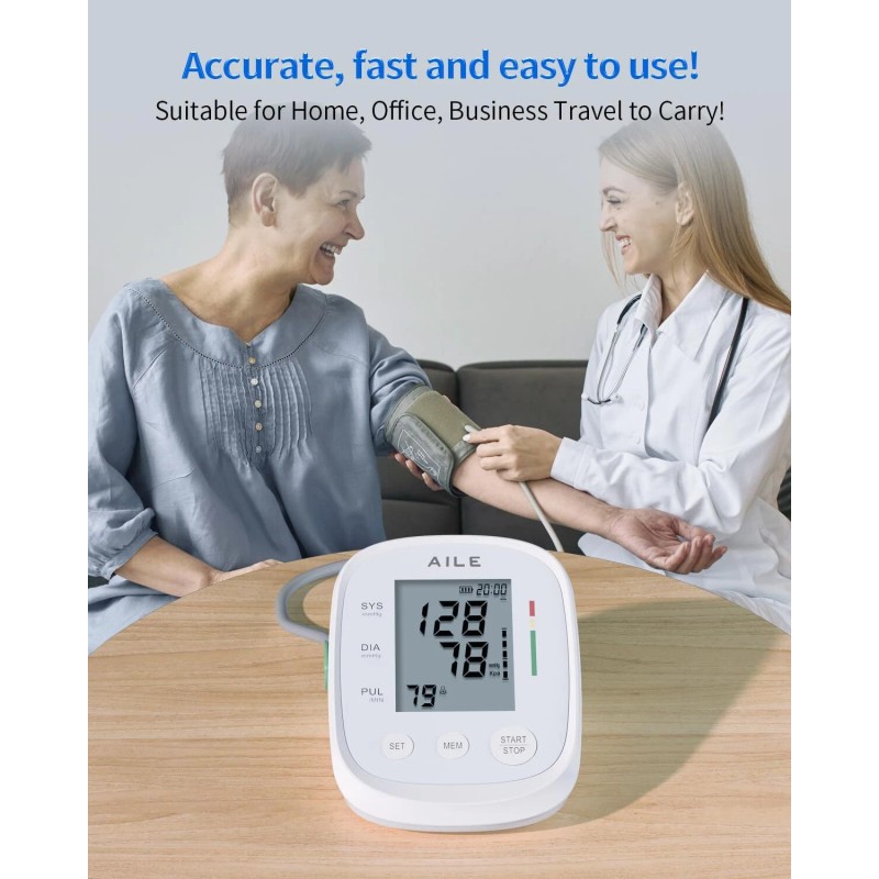 AILE Large Accurate Blood Pressure Monitor With Memory Function And