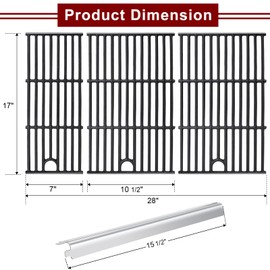 Hiorucet Grill Rplacement Parts for Charbroil Performance 5 Burner 463448021 463455021 463458021 463449021 463466522 463451022, 2 Burner 463630021 463655421, Cooking Grate and Heat Plate G325-0002-W1