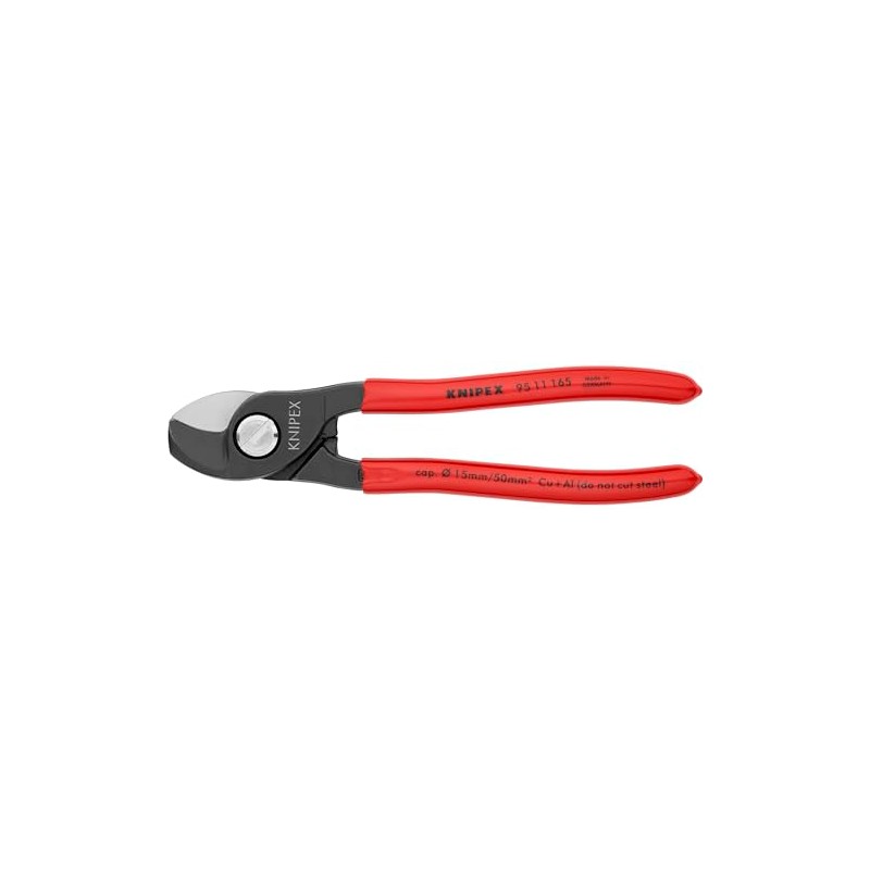 KNIPEX Cable Shears, 6-1/2 In L, 1/0 AWG, Red