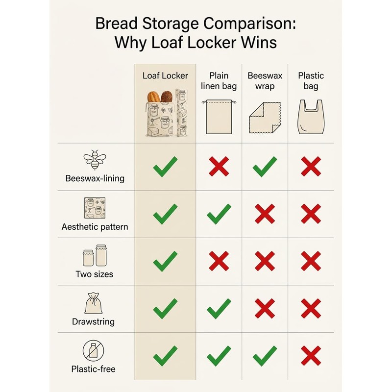 Loaf Locker Reusable Beeswax Bread Bags Set – Small 16x12