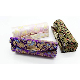 Comicfs Lipstick Case 12pcs /Set Lipstick Case with Mirror, satin Silky Fabric with Gorgeous Design, Random Assorted Colors, Jewelry Box