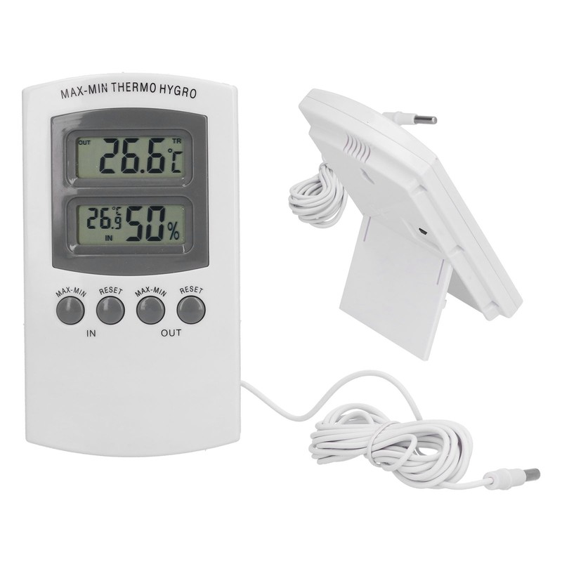 LCD Temperature and Humidity Monitor WallMountable Wired Flower Planting Hygrometer