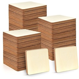 100Pcs Unfinished Square 3x3 Inch Wood Pieces, Blank Wooden Cutouts for Crafts,Squares Cutout Tiles Unfinished Wood Cup Coasters Natural Slices Wooden Square Cutouts for Ornaments Home Decoration