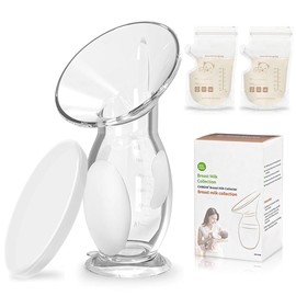 VIDA4U Recolector de Leche Materna, Extractora de Leche Manual, Bomba de Silicona para Lactancia de 100 ML con Tapa y Dos Bolsas de Leche Materna, Accesorios de Lactancia y Herramientas de Lactancia