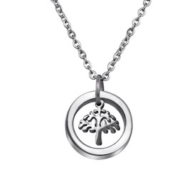 Laimons Women's Necklace 50 cm with Tree of Life Pendant 13 mm x 13 mm Stainless Steel, Stainless Steel
