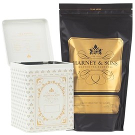 Harney & Sons English Breakfast Tea & Cream Tea Canister, 50ct sachet & Storage Tin Set