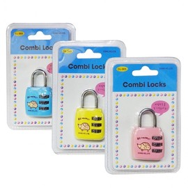 Combi-Lock CL-303 3-Digit Combination Dial Padlock Locker Key Yellow 2ea